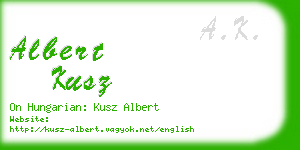 albert kusz business card